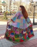 Пальто со сложным принтом